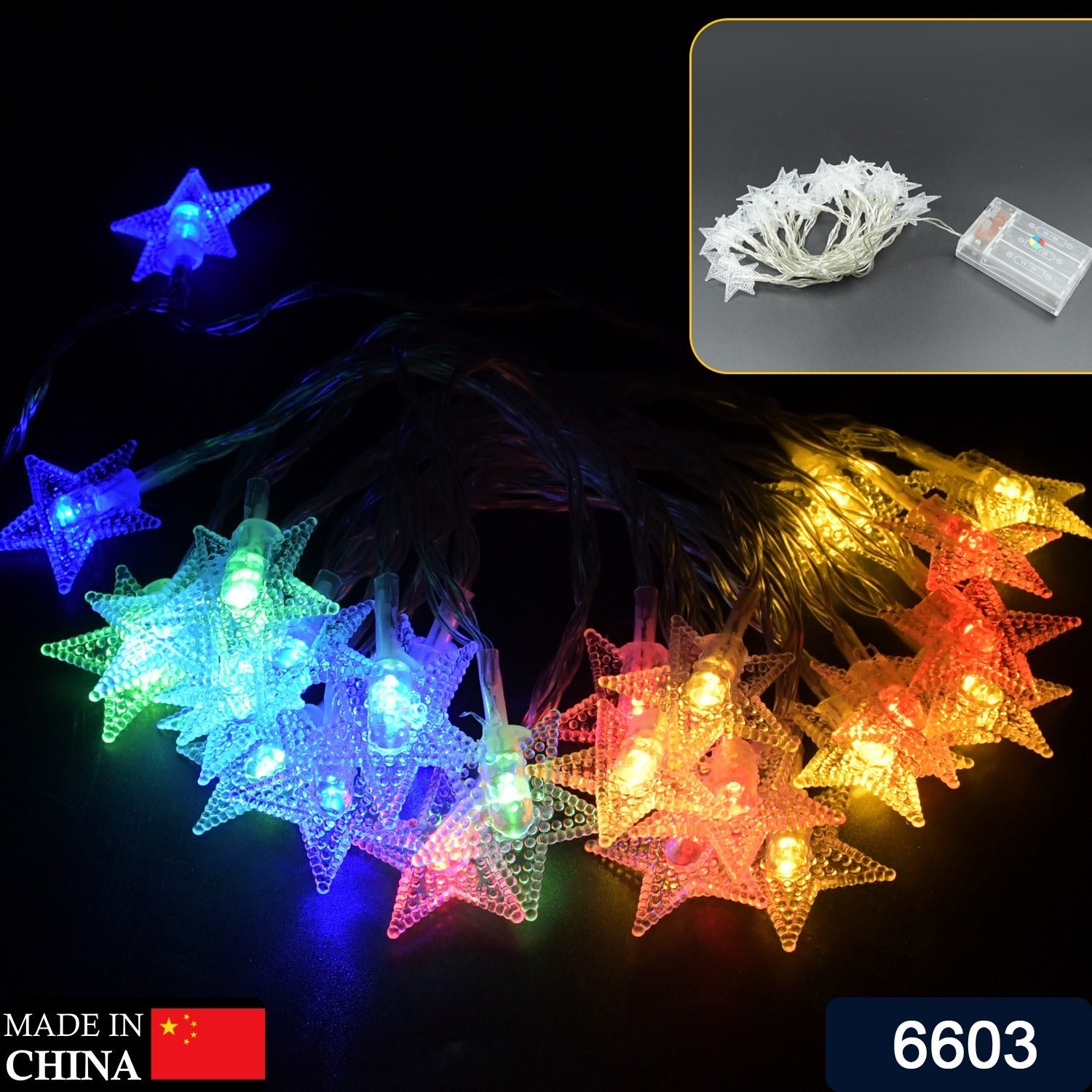 6603 28 LED / Star 3.9 Meter Star Shape Led Light Battery Operated with Flashing Modes for Home Decoration, Kids Room, Waterproof Diwali & Wedding LED Christmas Light Indoor and Outdoor Light ,Festival Decoration (Multicolor Battery Not Included 3.9Mtr) 6603 28 LED / Star 3.9 Meter Star Shape Led Light Battery Operated with Flashing Modes for Home Decoration, Kids Room, Waterproof Diwali & Wedding LED Christmas Light Indoor and Outdoor Light ,Festival Decoration (Multicolor Battery Not Included 3.9Mtr)